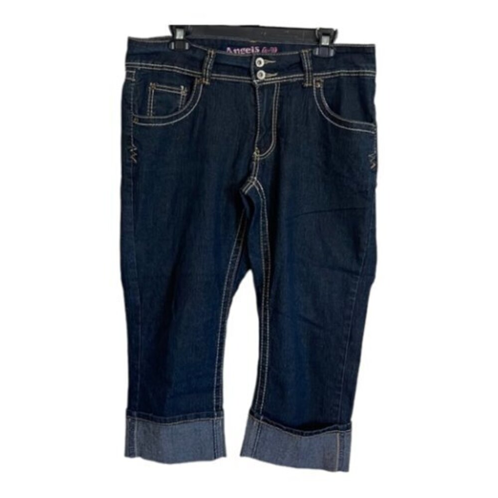Women's Angel Jeans Dark Denim Blue Cropped Jeans Size 16W EUC #6630